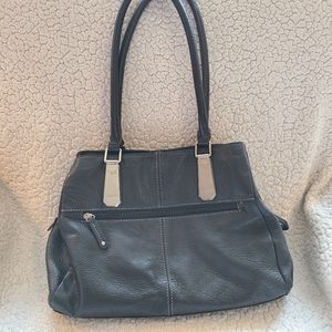 Tignanello black pebbled leather shoulder bag